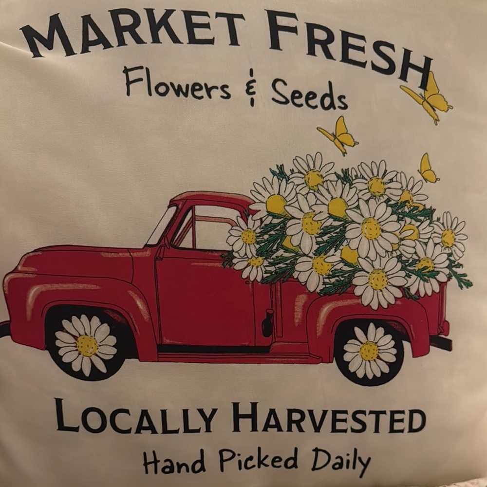 Locally Harvested Red Truck Pillow